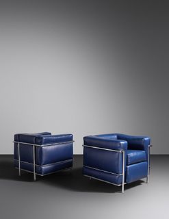 Charlotte Perriand, Pierre Jeanneret and Le Corbusier
(French, 1903-1999 | Swiss, 1896-1967 | French/Swiss, 1887-1965)
Pair of LC2 Lounge Chairs