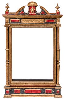 Alfonsino frame; Spain, late nineteenth century.
Carved wood, gilded and polychrome.