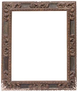 Frame following models of the seventeenth century; Spain, nineteenth century.
Carved, gilded and polychrome wood.