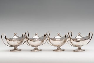 Set of four gravy boats; George III style, c.1790, HENRY CHAWNER.
Silver.