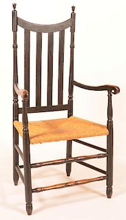 American 18th Century Banister Back Armchair.