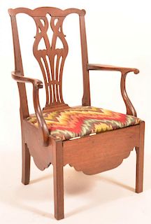 PA Chippendale Walnut Armchair/Potty Chair.