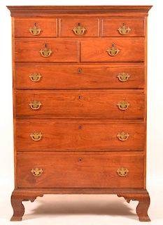PA Chippendale Walnut Tall Chest of Drawers.