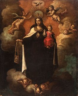 Spanish school of the XVIII century.
"Virgin of La Merced".
Oil on canvas re-enteled.