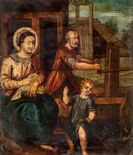 Spanish school of the XVII century.
"The workshop of St. Joseph".
Oil on copper.