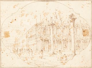 Venetian School; last decade of the 18th century.
"View of Venice".
Drawing on paper.