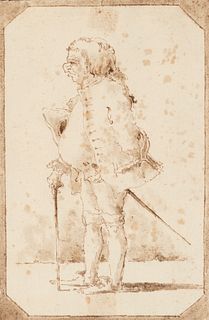 Venetian school; second half of the XVIII century.
"Lord in costume".
Ink drawing on laid paper.
