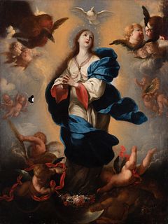 Spanish School; circa 1700.
"Immaculate Conception".
Oil on canvas.