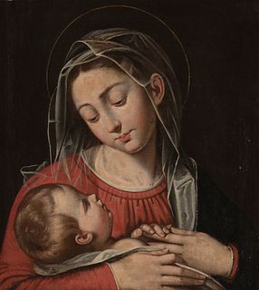 Circle of SCIPIONE PULZONE (Gaeta, 1544 - Rome, 1598).
"Madonna with Child".