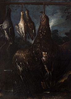Italian school; mid-seventeenth century.
"Nature shows birds".
Oil on canvas. 