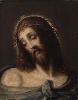 Italian school; second half of the 17th century.
"Christ of Sorrows".
Oil on canvas. Re-retouched.
It presents repainting and Elizabethan frame, c. 18
