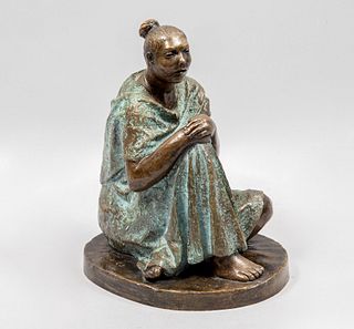IGNACIO CASTAÑEDA. SXX. Mujer sentada. Fundición en bronce, IV/X. Firmada y fechada 1988. 31 cm de altura