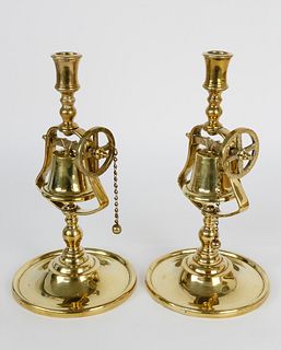 Exceptional Pair of English Brass Tavern Sticks, 19th Century
