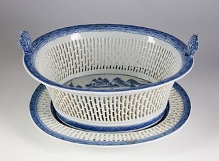 Canton Fruit Basket and Underplate, late 18th/early 19th Century
