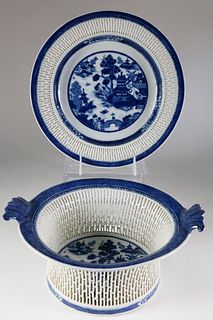 Nanking Fruit Basket and Stand, late 18th Century