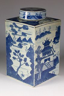 Canton Blue and White Storage Canister, circa 1840s