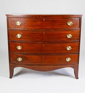 American Inlaid Mahogany Bow-front Chest of Drawers, circa 1790-1810
