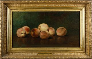 Lemuel Everett Wilmarth Oil on Linen "Still Life of White Peaches on a Tabletop"