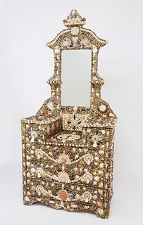 Victorian Shell Encrusted Dresser with Mirror, circa 1870
