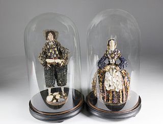 Two French Coquille Figures, 18th Century