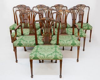 Set of Ten George III Mahogany Dining Chairs, 18th/19th Century
