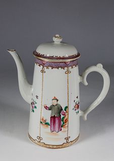 Chinese Export Mandarin Lighthouse Coffee Pot, circa 1770-1780