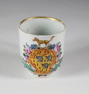 Armorial China Trade Porcelain Coffee Cup, late 18th Century