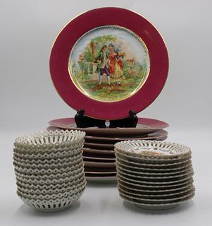 9 German Porcelain Plates &12 Dresden Reticulated