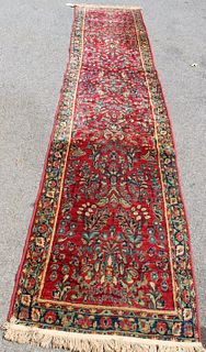 Antique And Finely Hand Woven Sarouk Runner.