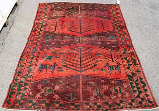 Vintage And Finely Hand Woven Caucasian Carpet.