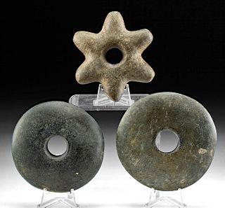 Three Inca Stone Mace Heads