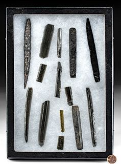 14 Colima Obsidian Blades & Spear Head