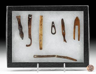 7 Pre-Contact Inuit Walrus Bone & Ivory Needles & Tools