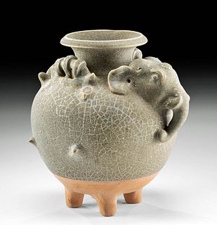 Thai Sawankhalok Stoneware Elephant Jar, ex-Museum