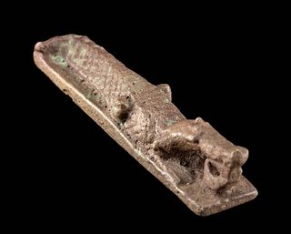 Egyptian Glazed Faience Crocodile Pendant