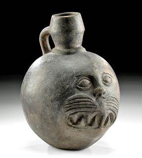 Chimu Blackware Feline Head Jar, ex-Museum