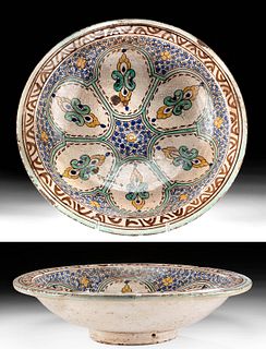 19th C. Moorish Talavera Pottery Bowl, ex-Museum