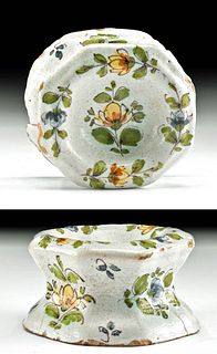18th C. European Porcelain Salt Dish w/ Floral Design