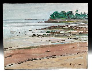 Signed William Draper Painting - Beach Scene, 1986