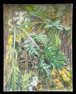 Signed William Draper Painting - "Indoor Garden" 1998