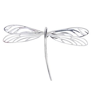 LALIQUE - a brooch. The brooch designed as a stylised dragonfly with colourless glass and openwork w
