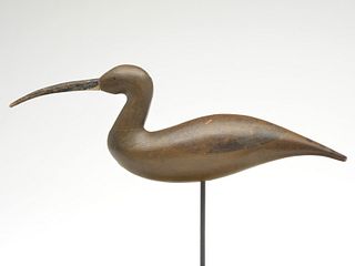 Very rare wooden billed curlew, Dodge Decoy Factory, Detroit, Michigan, 3rd quarter 19th century.