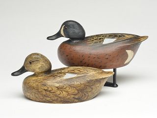 Well executed pair of bluewing teal, Ken Anger, Dunnville, Ontario, 2nd quarter 20th century.