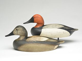Rig mate pair of canvasbacks, Ken Anger, Dunnville, Ontario, 1st half 20th century.