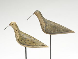 Two yellowlegs, attributed to Elisha Conover, Absecon, New Jersey, last quarter 19th century.
