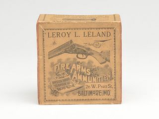 Rare two piece shotgun shell box, Leroy L. Leland, Baltimore, Maryland.
