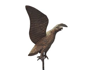 Full body copper weathervane of a spread wing eagle, last quarter 19th century.