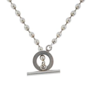 GUCCI - a silver necklace and bracelet set. The silver necklace designed as a series of spherical be