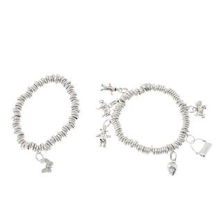 LINKS OF LONDON - two 'Sweetie' charm bracelets. One suspending six charms, to include a dog, an ele