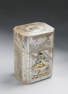 British Regency Carved and Engraved Mother of Pearl Sewing Box, circa 1820